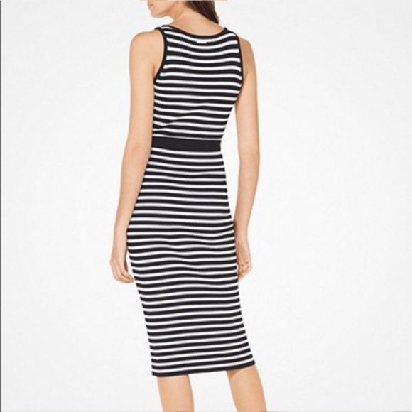 Michael Kors Striped Stretch Belted Dress - Picture 3 of 5